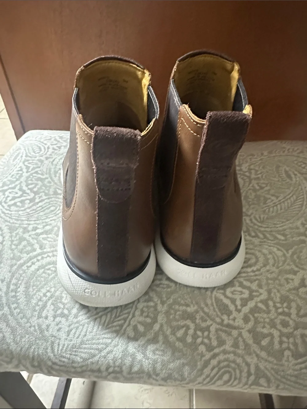Cole Haan Brown Leather Chelsea Sneaker Boots Zero Grand with White Sole
